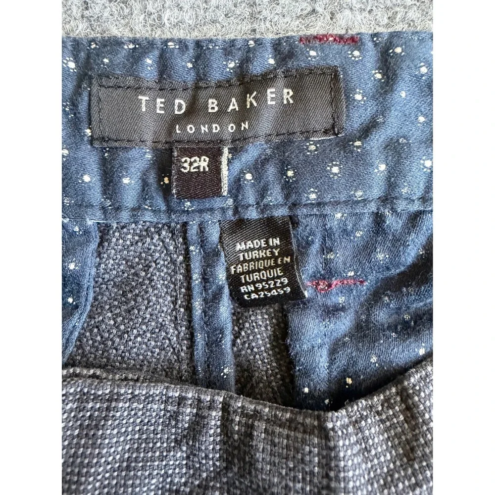 Ted Baker London Mens Chinos Pants 32R Dark Grey Textured Slim Straight Slacks